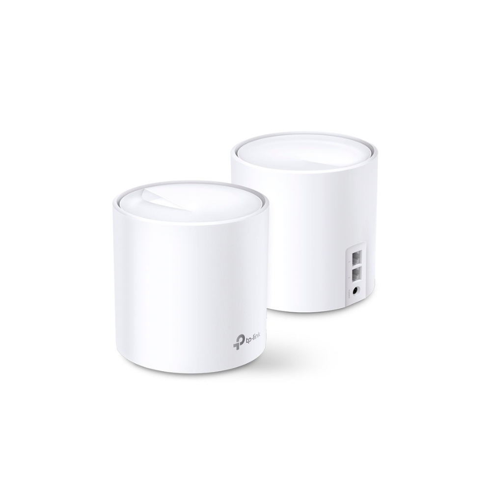 Kit 2 Routers Mesh para Hogar, Doble Banda Wi-Fi 6 AX1800 Mbps, 2 Puertos Gigabit WAN/LAN, 2 Antenas Internas, App Deco y Proteccion HomeShield