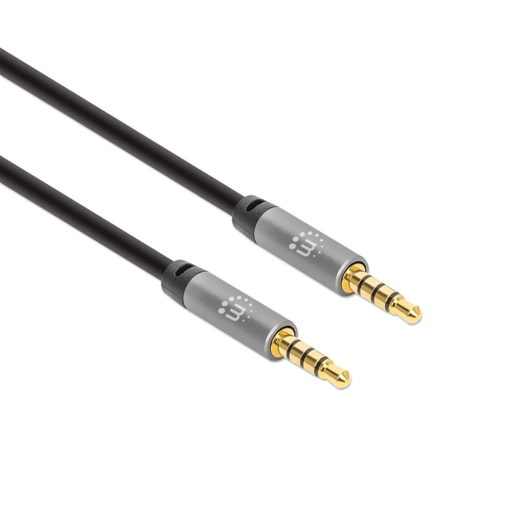 Cable Manhattan Audio Estéreo 3.5mm M-M 2M Negro/Plateado (355995)