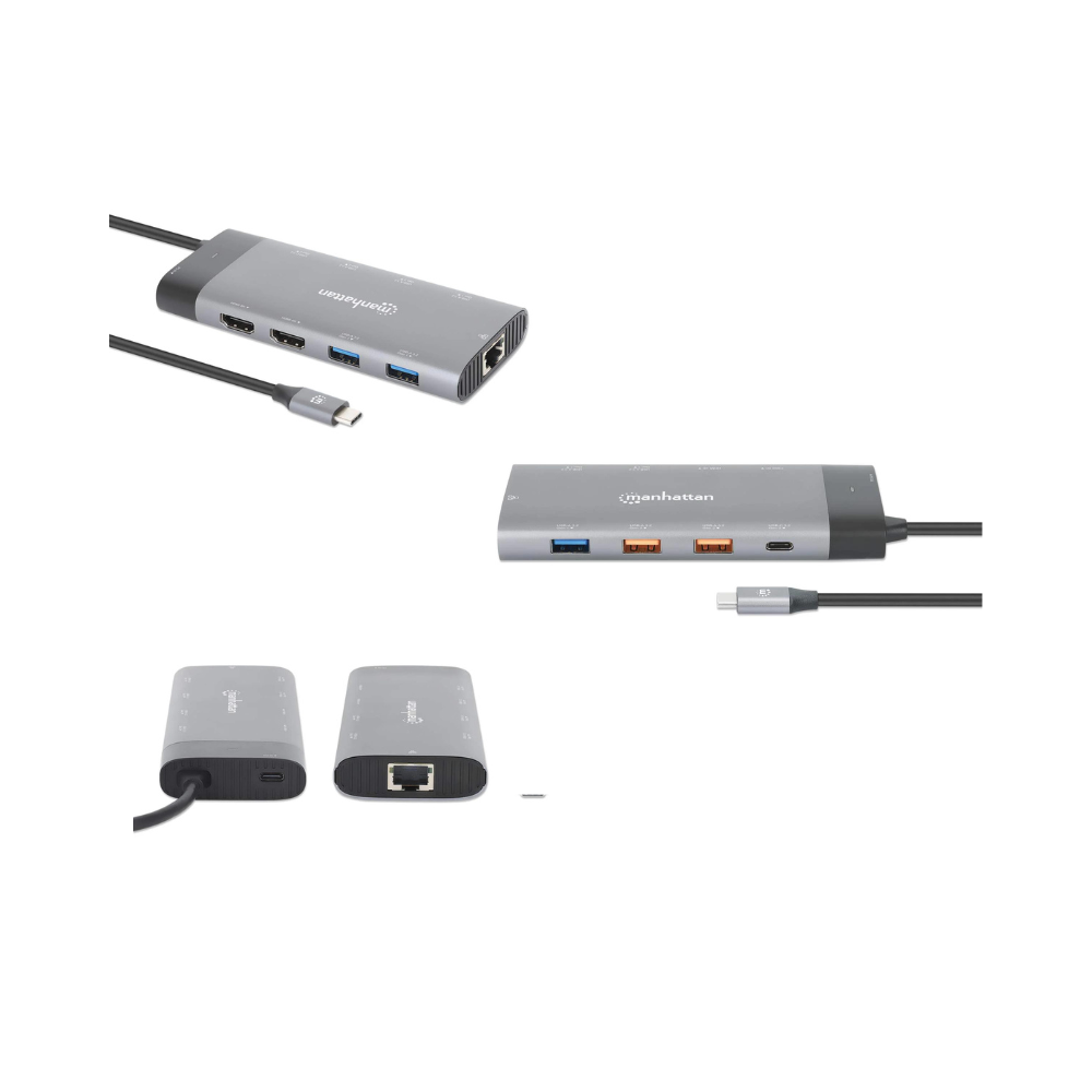 Docking Manhattan USB-C 10 Puertos, 2xHDMI, 5xUSB-A, US (130714)
