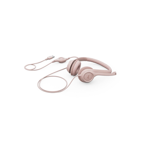 Audifono Diadema Logitech H390 Rosa USB con Microfono y Control de Audio