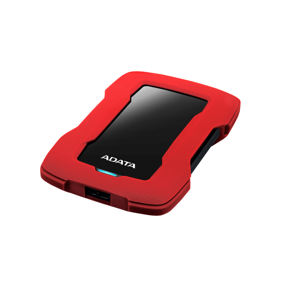 Disco duro externo Adata 1TB, 2.5", USB 3.1, AHD330, contra golpes, rojo.