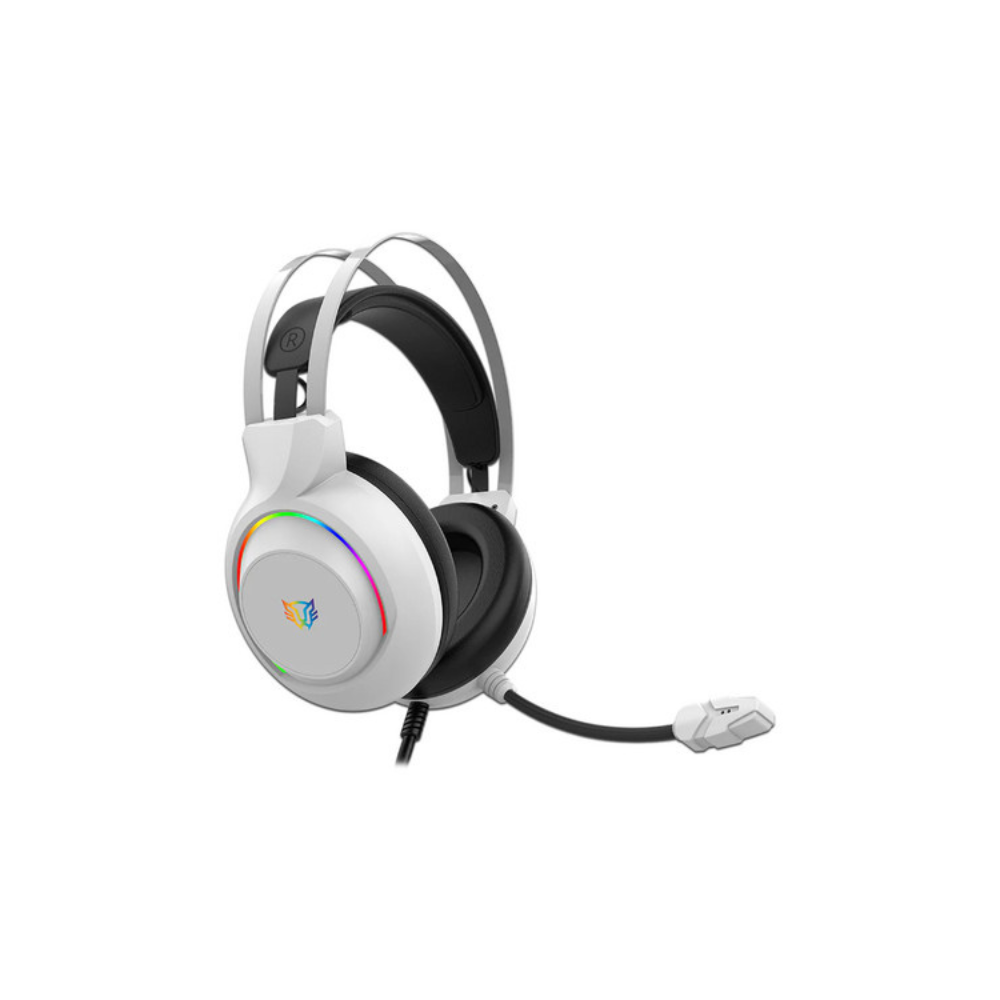 Audifonos Balam Rush Hesix II HS688 Azender Blanco alambricos Over Ear Microfono Fijo Compatible con PC Dispositivos moviles Consolas RGB Jack 3.5 m