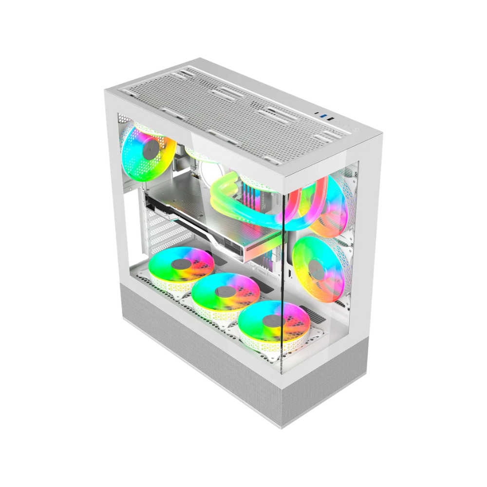 Gabinete Balam Rush Tank 9200 Media Torre USB 3.0 3 Ventiladores ARGB Blanco — Modelo BR-938730