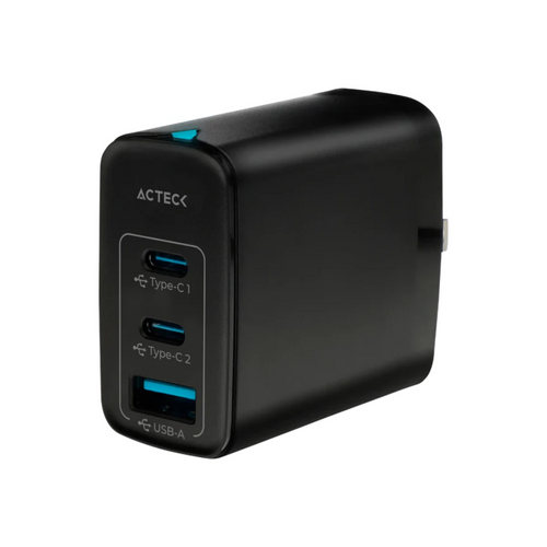 Cargador Turbo Acteck 65W con Tecnología GaN y 2 Puertos USB-C