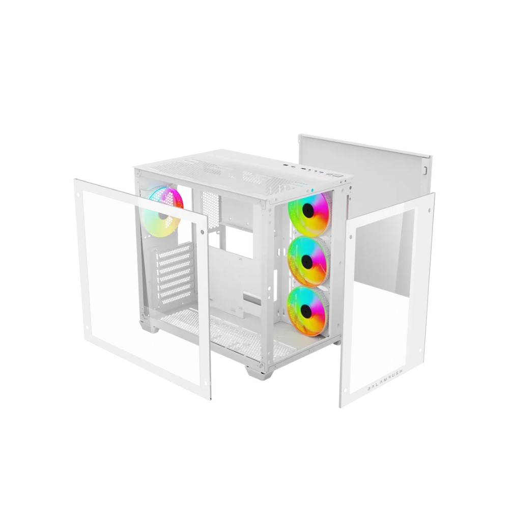 Gabinete Gamer Tank Pro GM930 Media Torre ATX Panel Izquierdo De Cristal Blanco — Modelo BR-935951