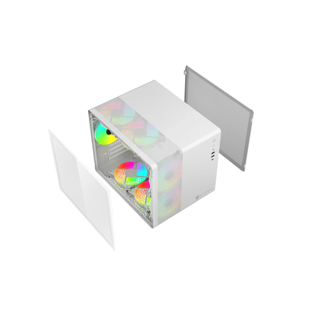 Gabinete Gamer GI930 Mini Torre Panel Izquierdo De Cristal Blanco — Modelo BR-936040