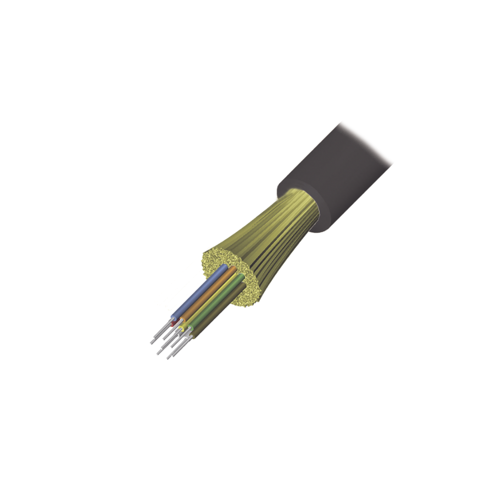 Cable de Fibra Óptica 6 Hilos, Interior/Exterior, Tight Buffer, No Conductiva (Dieléctrica), LS0H, Multimodo OM4 50/125, 1 Metro