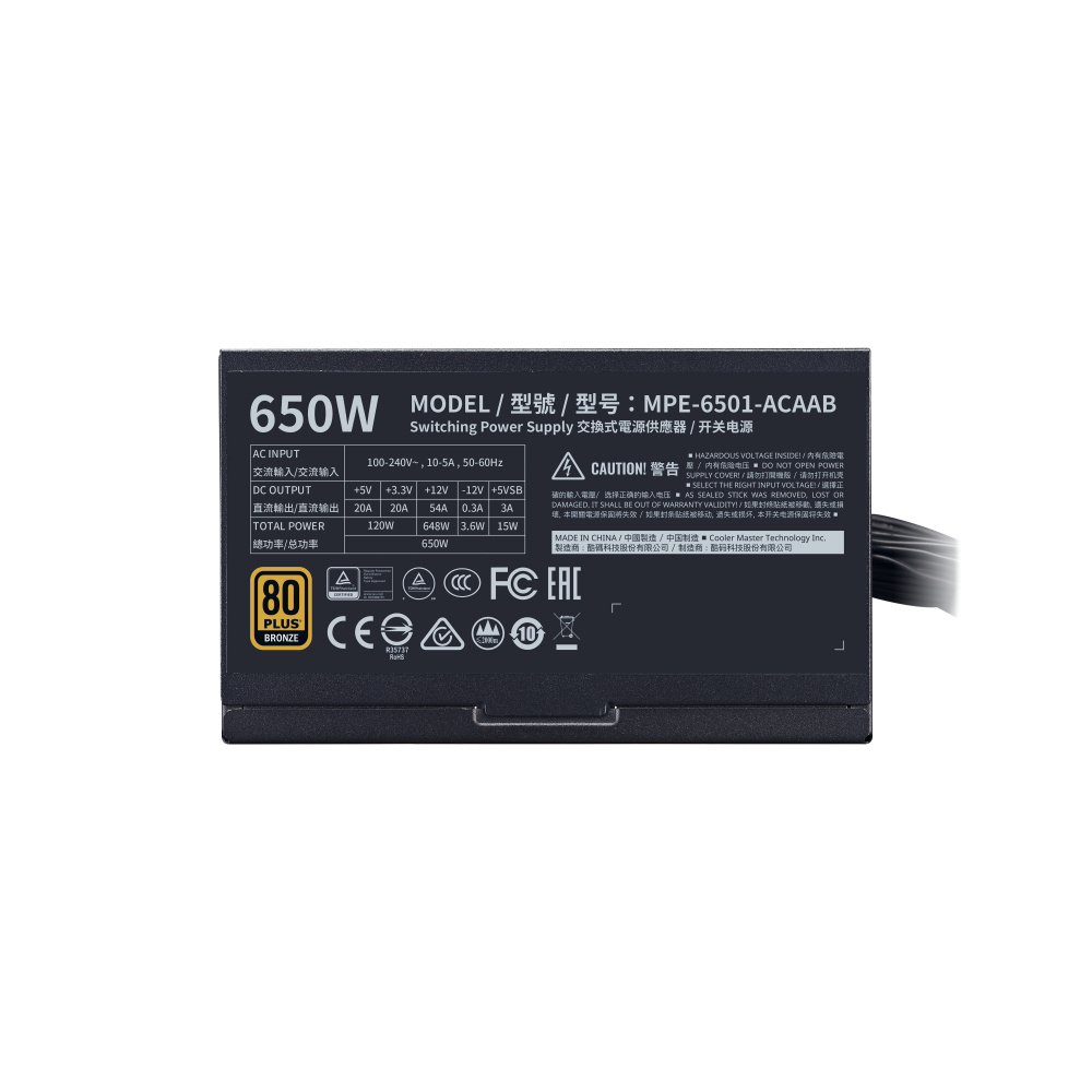 Fuente de Poder Cooler Master MWE 650W Bronze V2