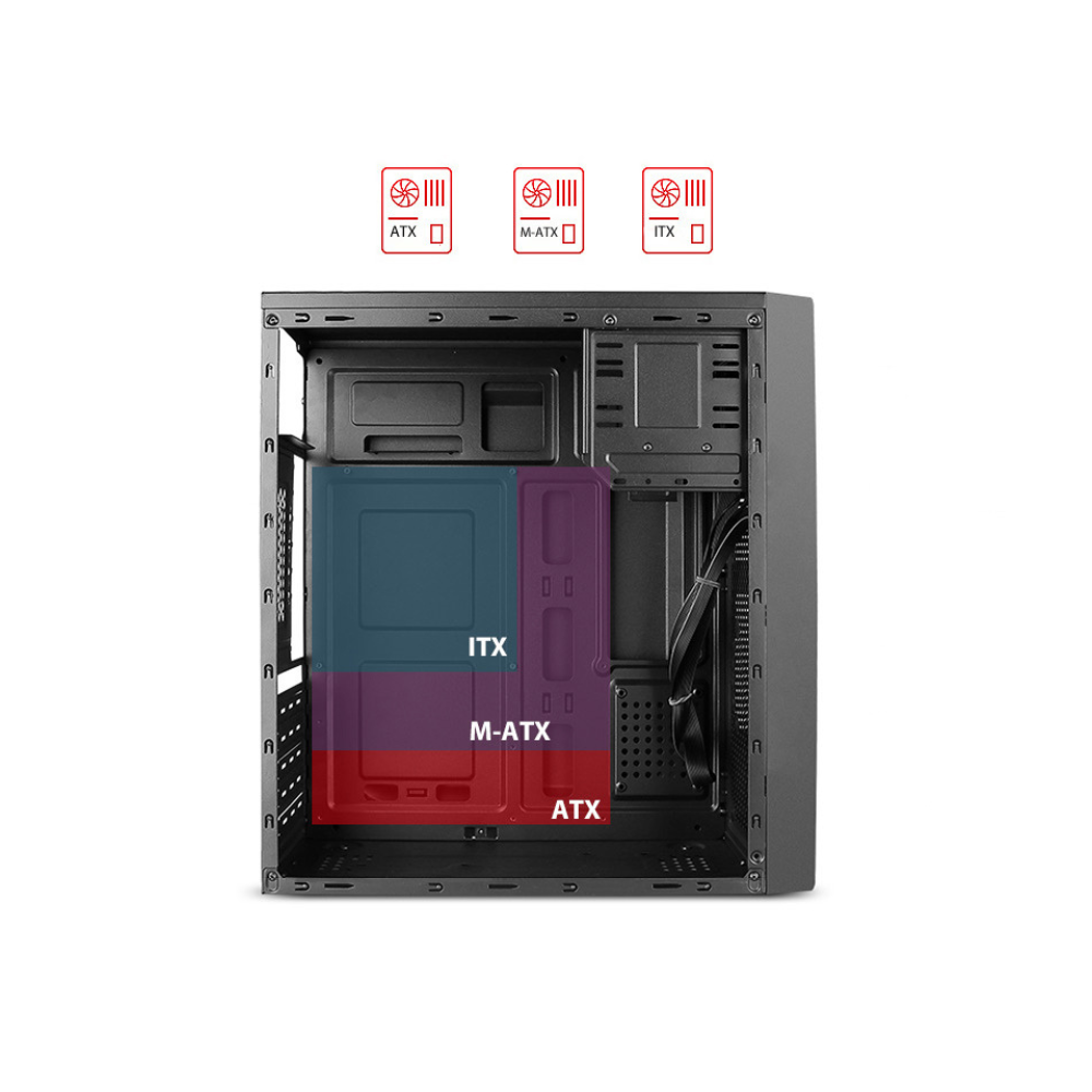 Gabinete Stylos CGAB2, Media Torre ATX, 500W, Negro STPGAC4B