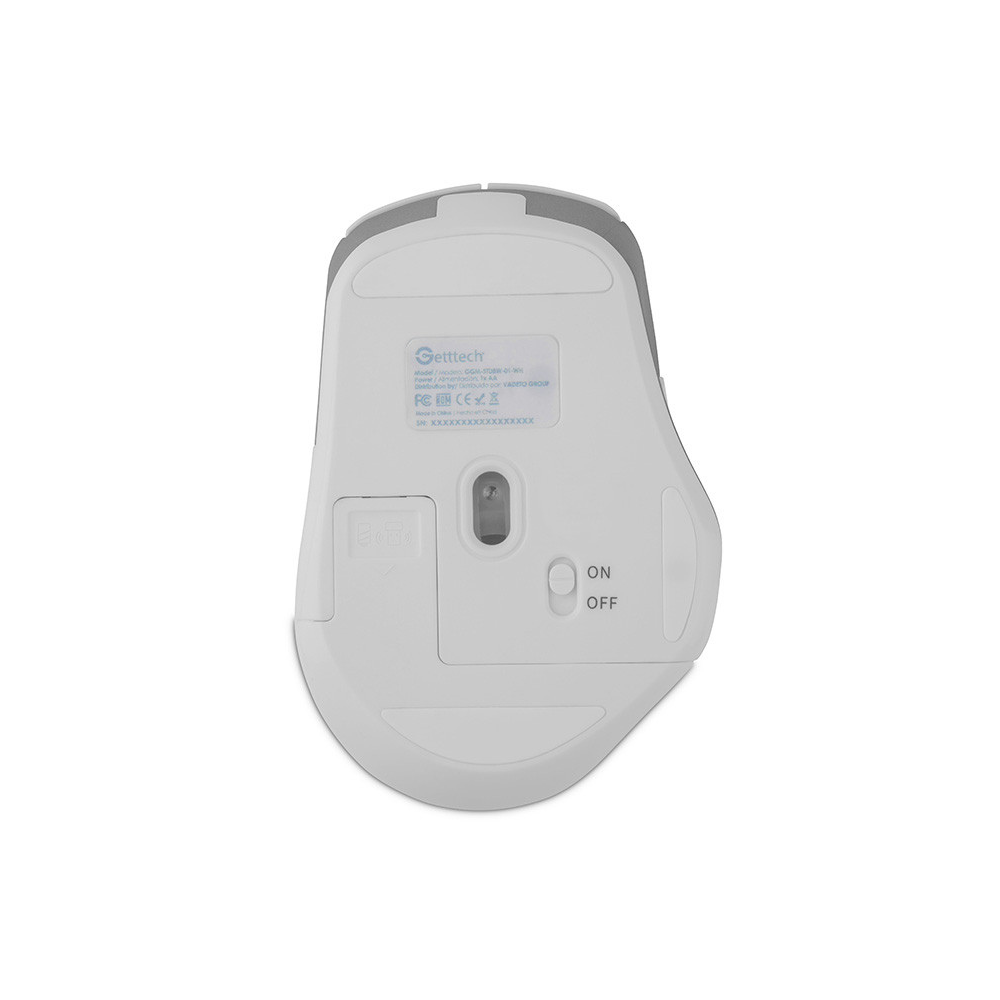 Mouse Inalambrico GETTTECH GGM-STDBW-01-WH 6D de Oficina Blanco/Plateado
