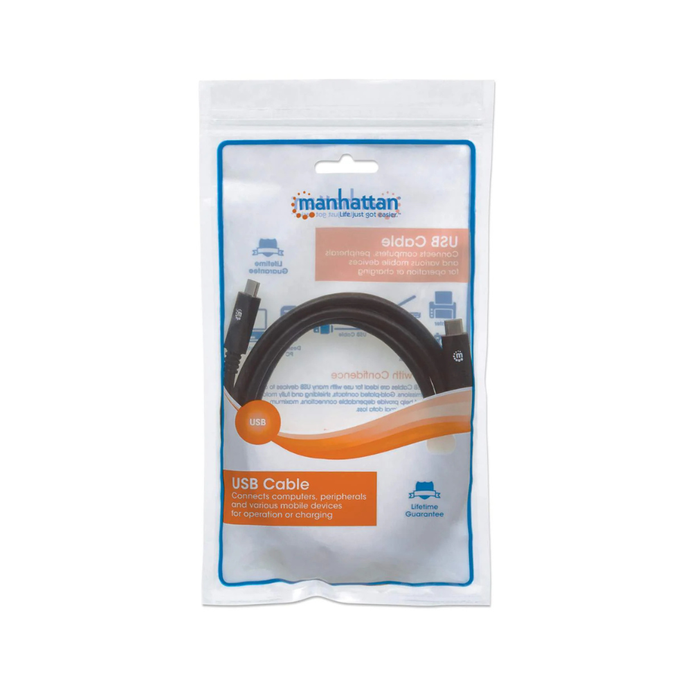 Cable USB-C V3.1 C-C 2.0M Negro Manhattan (354905)