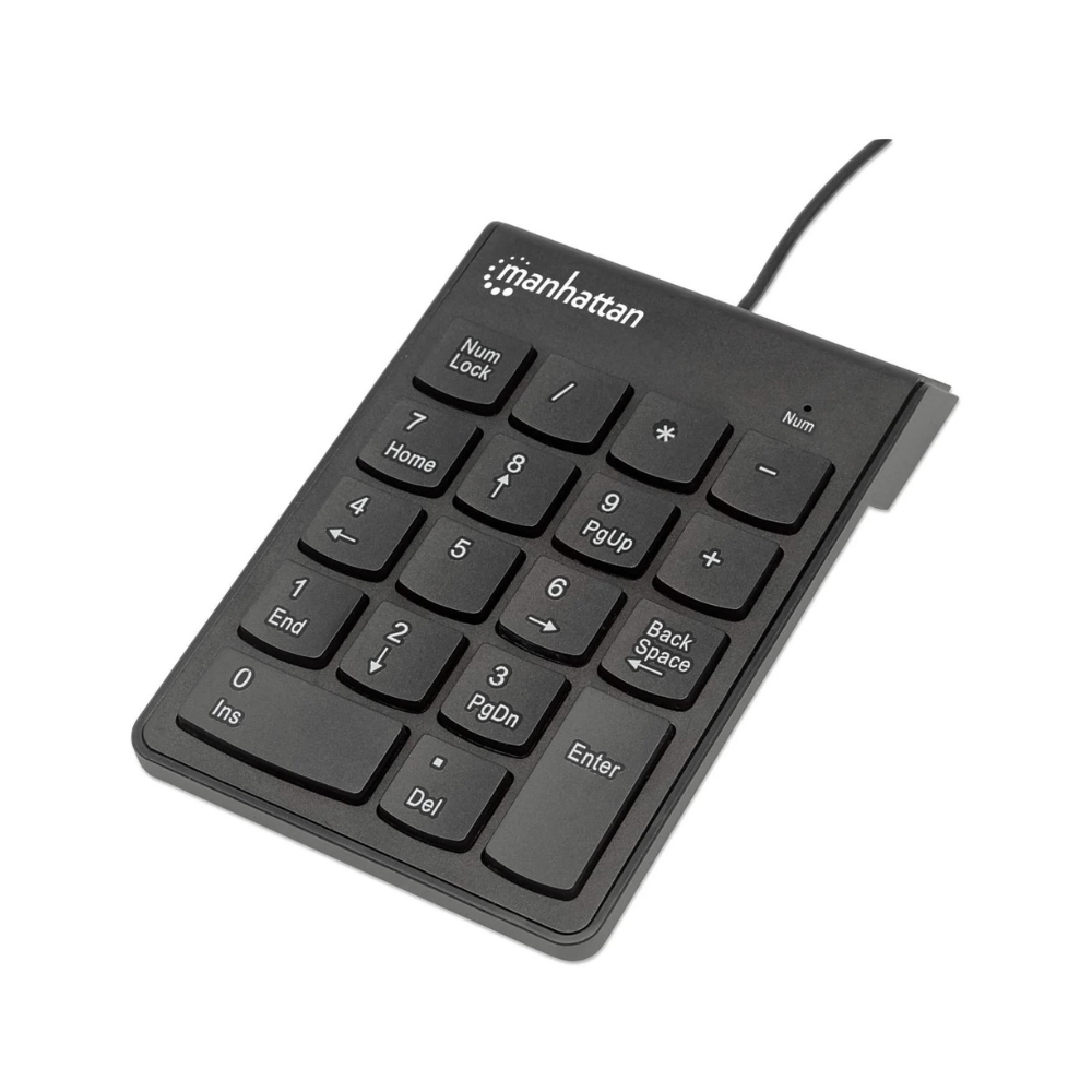 Teclado Numerico Manhattan USB Alambrico 18 Teclas Negro (Modelo 176354)