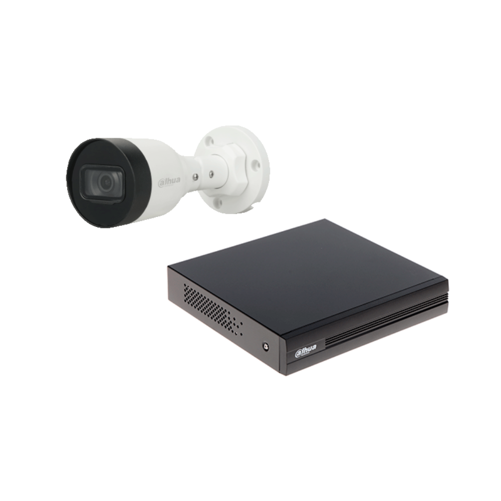 Kit Dahua NVR 4 canales PoE +4 cámaras bullet 2MP 1TB IR 30m IP67 exteriores