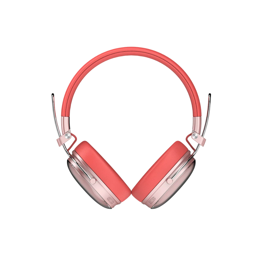 Audi­fonos Inalambricos Acteck Over Ear Luxe Chic HP710 Salmon Bluetooth 5.4 Cancelacion de ruido Hibrido Microfono Omnidireccional