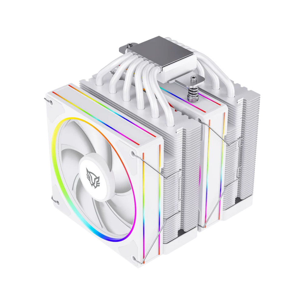 Enfriamiento de Aire Balam Rush Heliux Pro HEX75 Blanco Display para monitoreo de temperatura RGB 6 Pipas TDP 270 W Legend