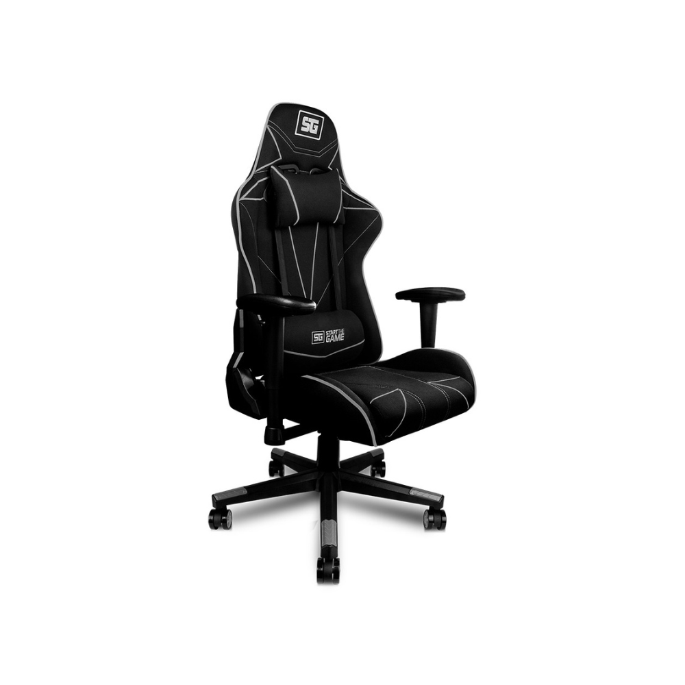 Silla Gaming Start The Game - Tela Reclinable 2D con Seguro, Negro/Gris (CGC501)