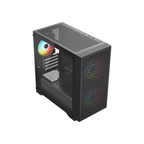 Gabinete Balam Rush Carbono Aircool 4000A Mini torre negro 3xVentiladores ARGB Micro ATX / Mini ITX sin fuente