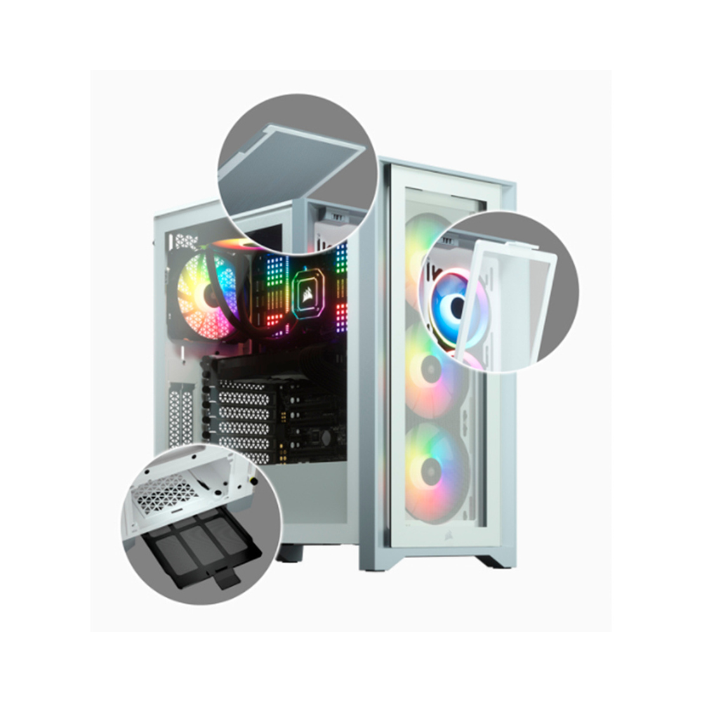 Gabinete Corsair ICUE 4000X RGB Blanco Cristal Templado ATX Semitorre 3 Ventiladores RGB