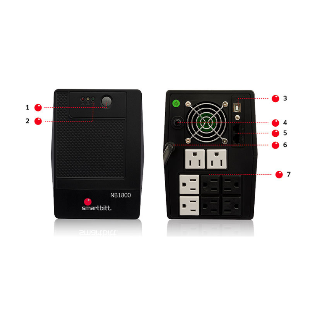 No Break/Ups Smartbitt SBNB1800 1.8KVA, 900W, 8 Contactos