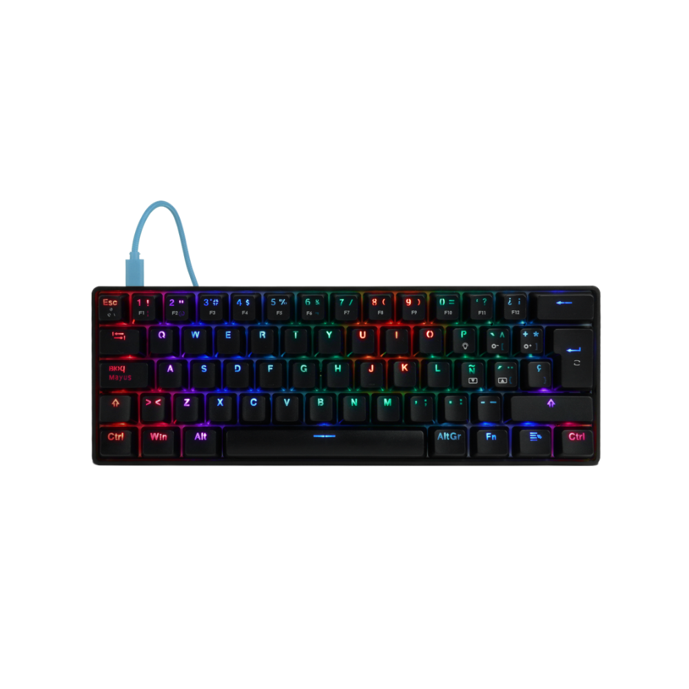Teclado Mecánico Game Factor 60% RGB Switch Blue USB Tipo C (KBG560-BL)