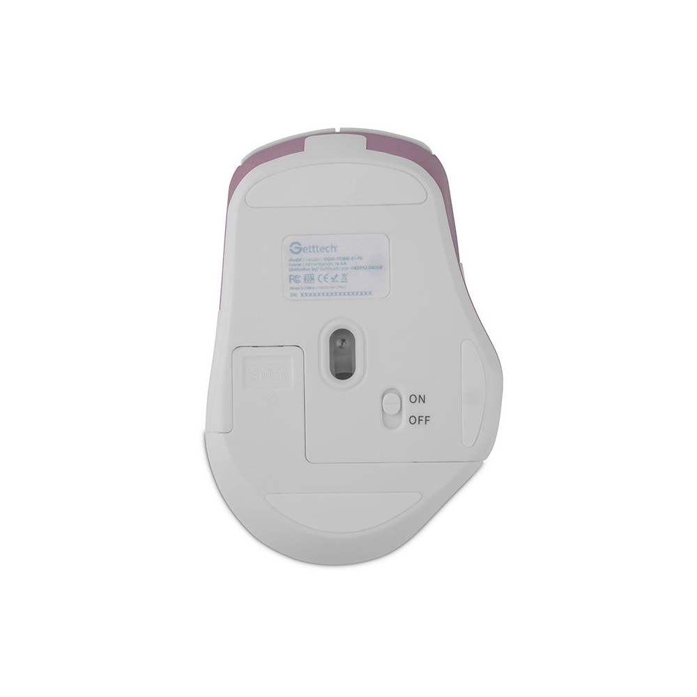 Mouse Inalambrico GETTTECH GGM-STDBW-01-PK 6D de Oficina Blanco/Rosa