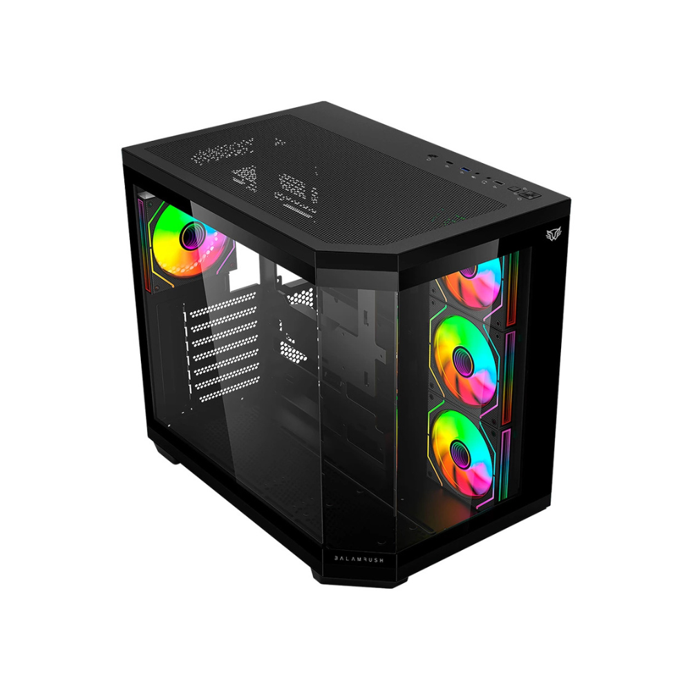 Gabinete Balam Rush Tank 9600 Media Torre USB 3.0 4 Ventiladores ARGB Negro — Modelo BR-938679