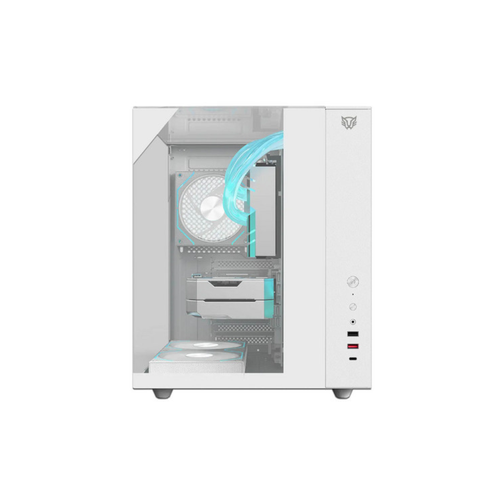Gabinete Balam Rush Tank Majestic 6600 Media Torre Blanco Cristal 3 Ventiladores ARGB ATX / Micro ATX / Mini ITX Sin Fuente