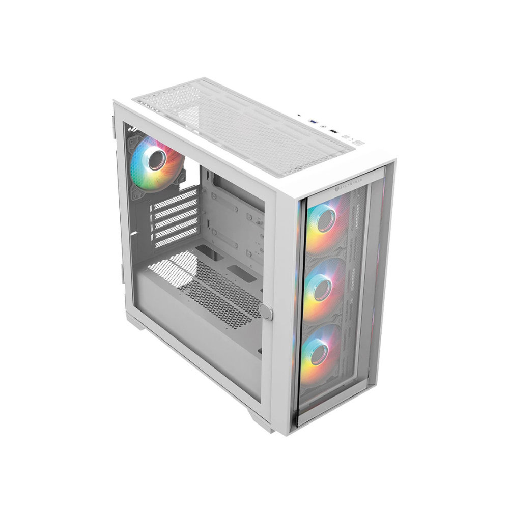 Gabinete Balam Rush Carbono Twin 8000B Media Torre USB 3.0 4 Ventiladores ARGB Blanco — Modelo BR-938785