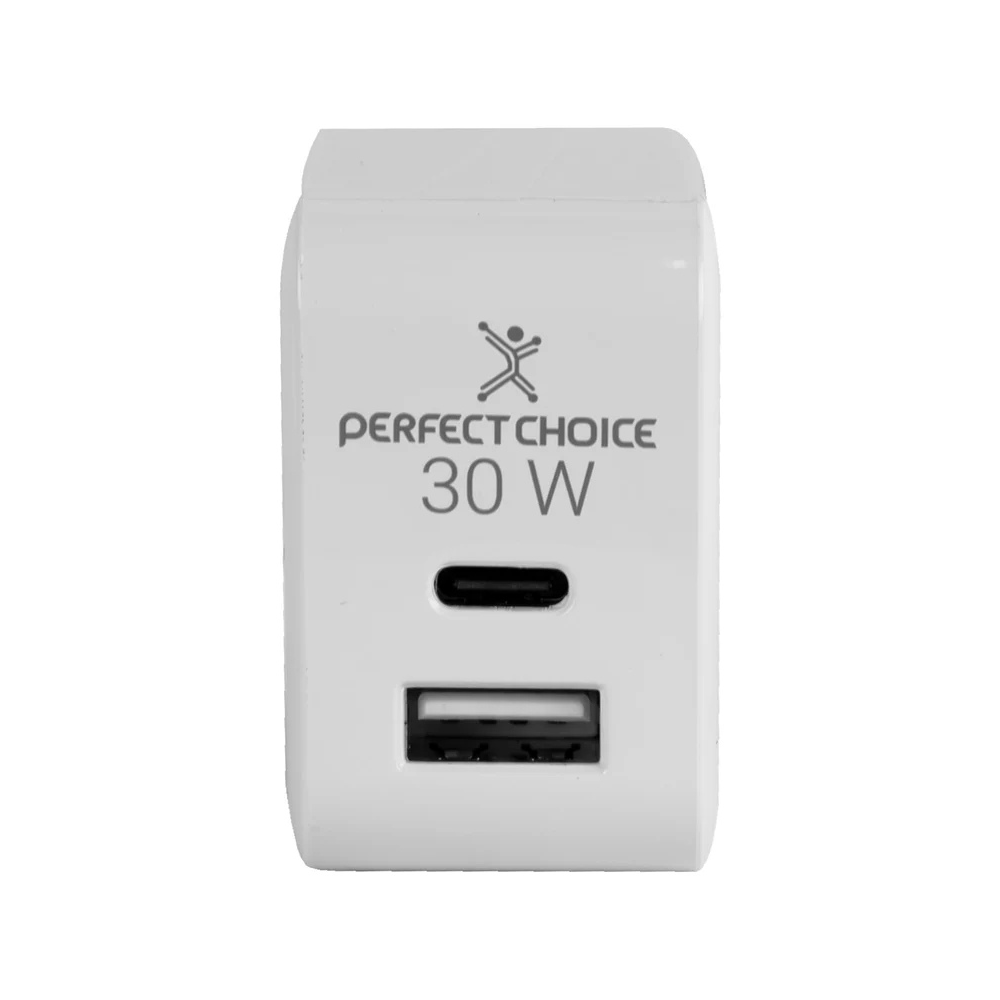 Cargador de Pared Perfect Choice 30W USB-C + USB-A, Blanco