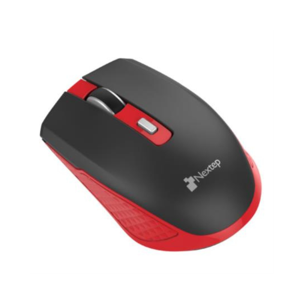 Mouse Nextep Inalámbrico Recargable, Switch de Encendido, 1600 DPI, Negro/Rojo NE-413NR
