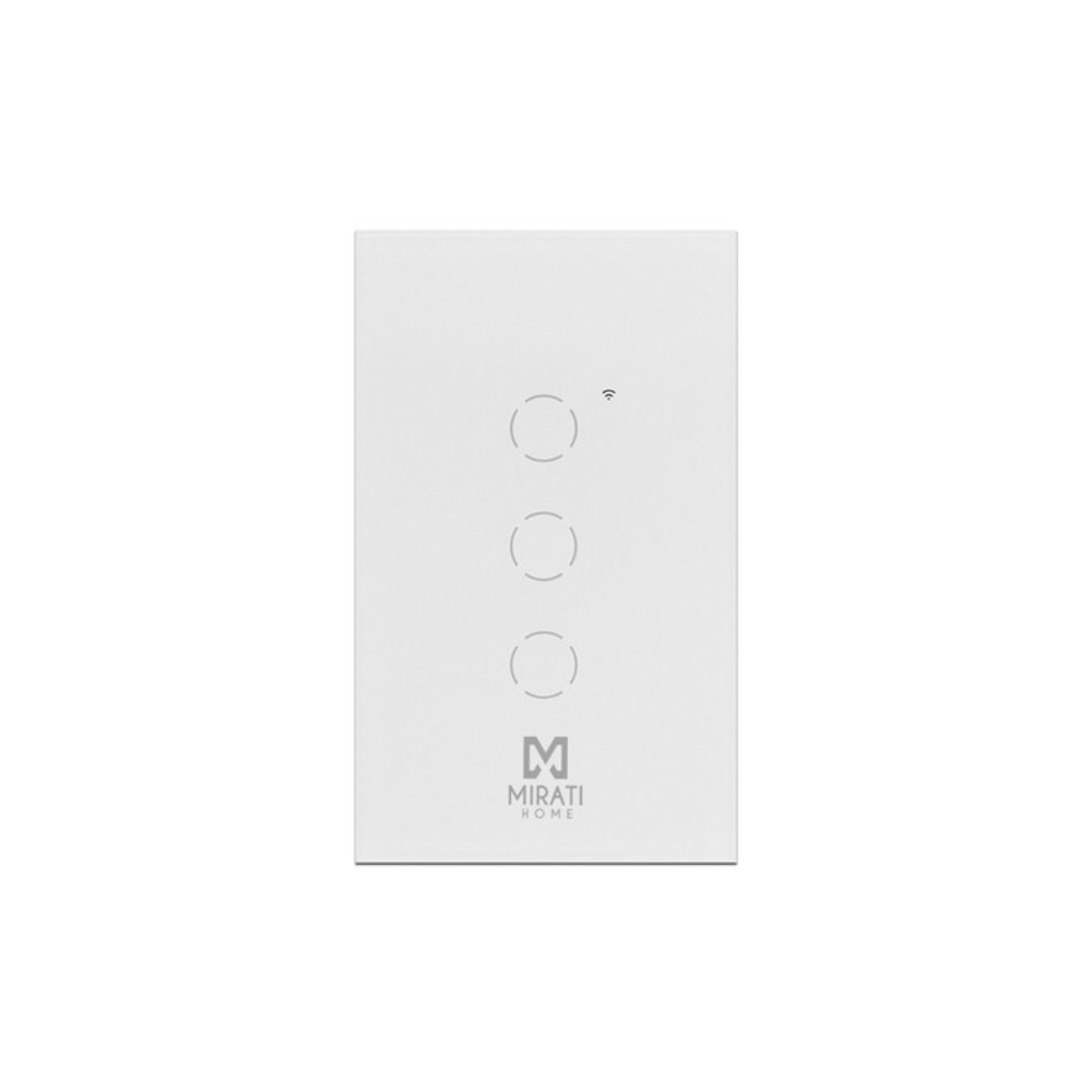 Apagador Inteligente de Pared Mirati 3 Apagadores Touch WiFi 2.4GHz Bluetooth Compatible con Android e iOS Funciona con Alexa y Asistente de Google