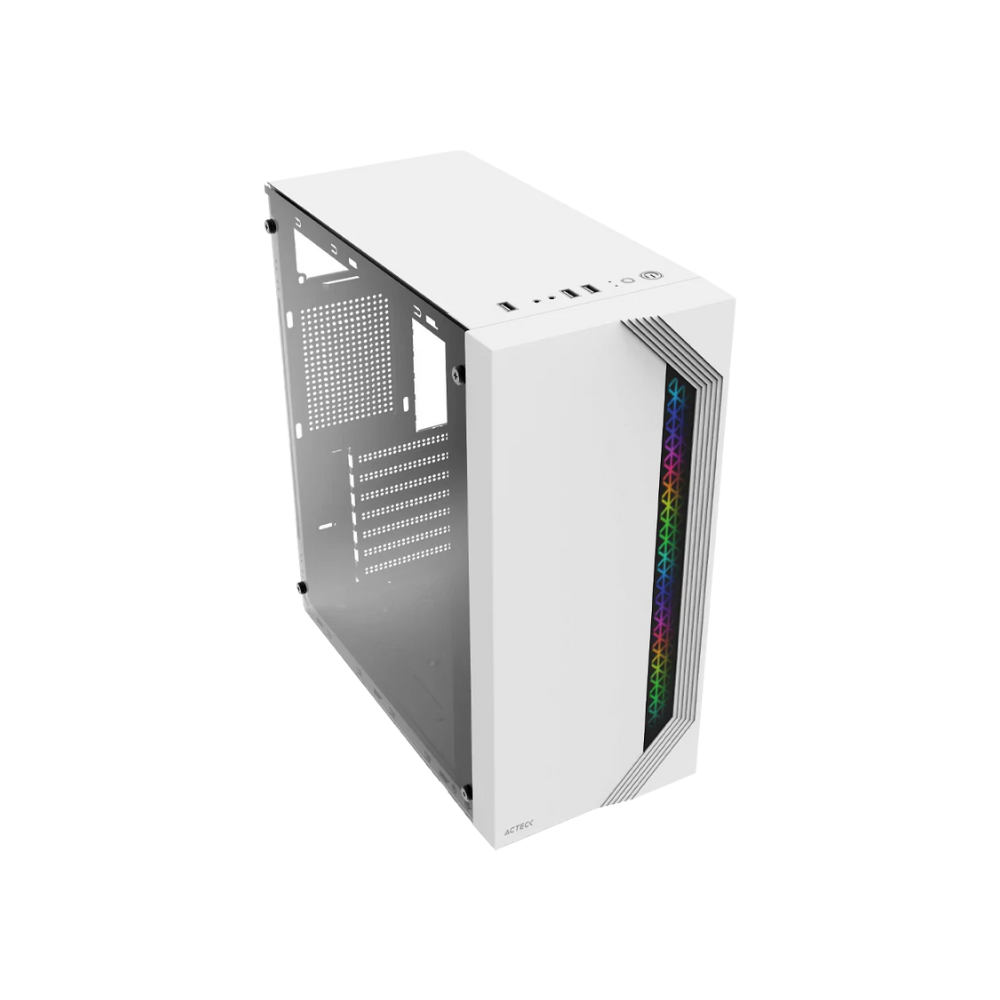 Gabinete Acteck Viken Media Torre ATX 500W Cristal Blanco — Modelo AC-935708