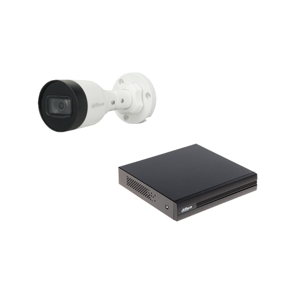 Kit Dahua NVR 4 canales PoE +4 cámaras bullet 2MP 1TB IP67