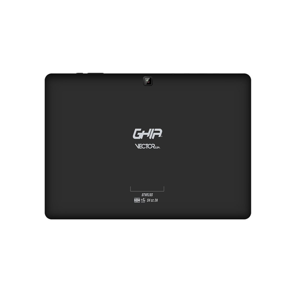 Tablet Ghia 10.1 Vector Slim, Quad Core A100, IPS, 1GB RAM, 16GB, Doble Cámara, WiFi, Bluetooth, 5000mAh, Android 10, Negra