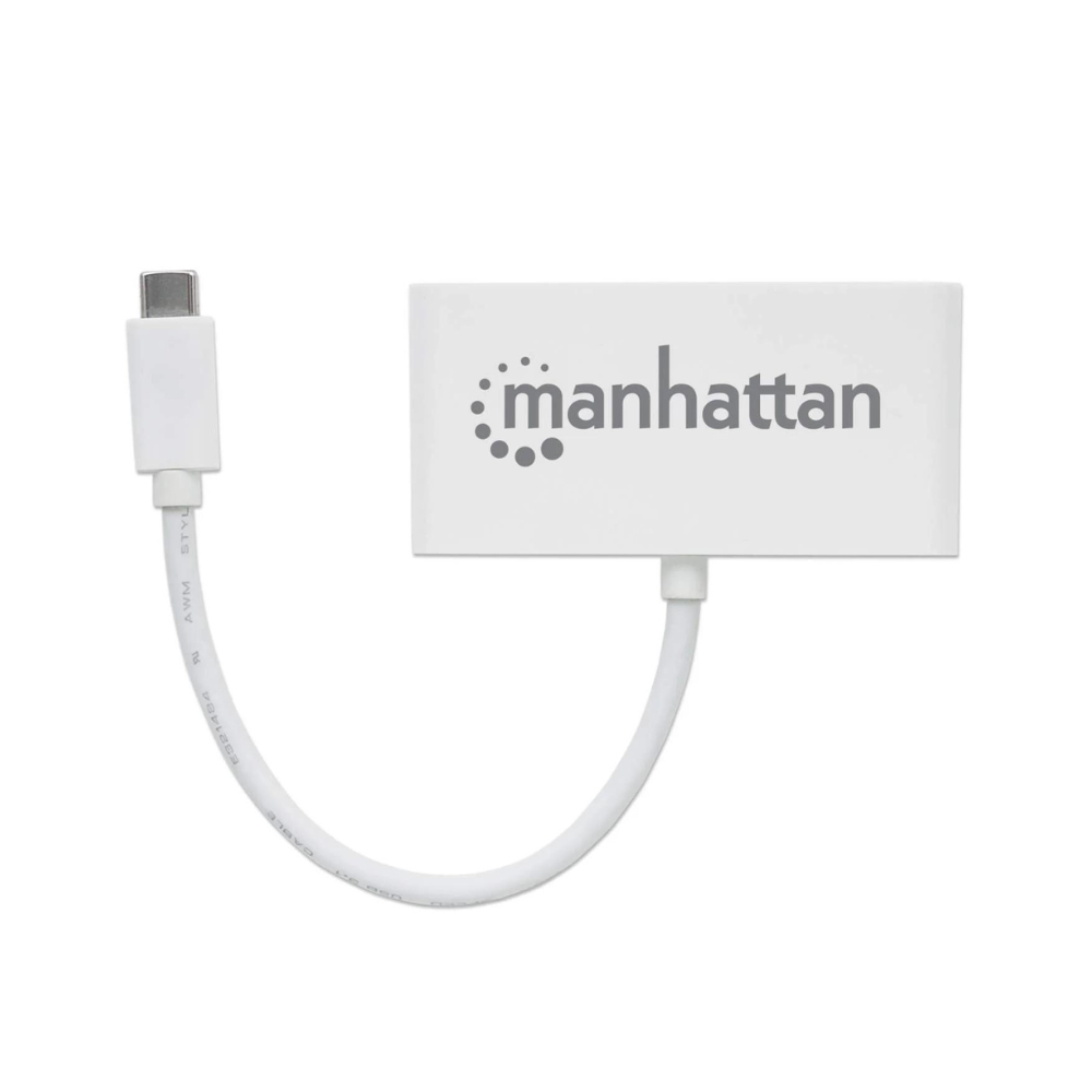 Hub USB-C Manhattan 3 Puertos AH s/Fuente + 1 Puerto CH (163552)