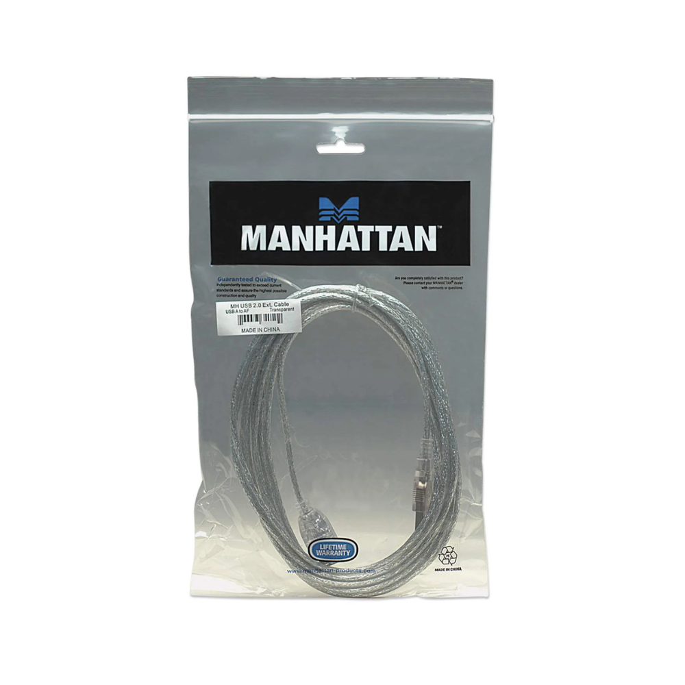 Cable Extensión USB V2.0 M-H 3.0M Plateado 480Mbps Manhattan (340496)