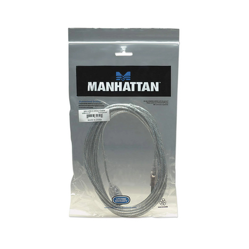 Cable Extensión USB V2.0 M-H 3.0M Plateado 480Mbps Manhattan (340496)