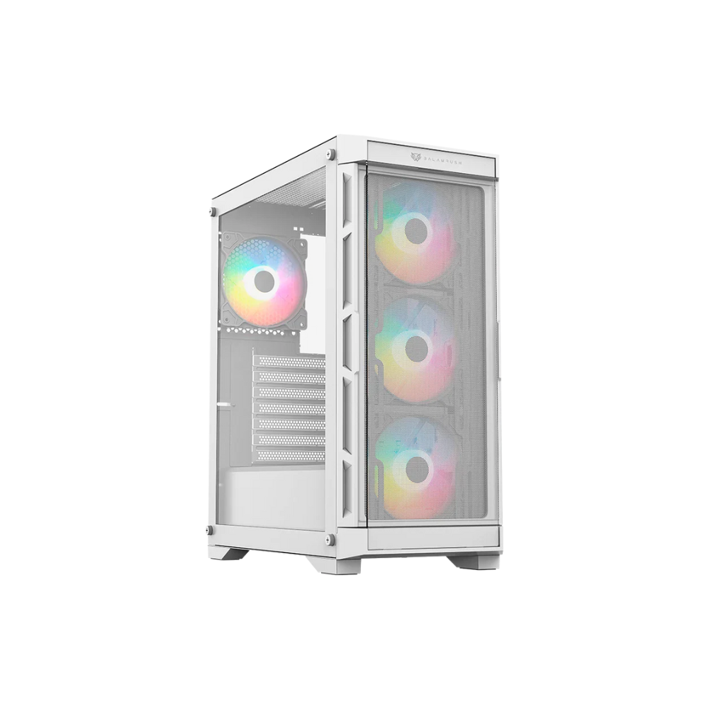 Gabinete Balam Rush Twin Mate 5000 Media Torre Blanco Cristal 4 Ventiladores ARGB ATX Sin Fuente Panel Frontal Intercambiable Cristal / Malla