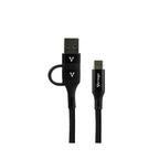 Cable Vorago Tipo C-C con Adaptador USB PD 60W 1M Carga Rápida Negro (CAB-126)