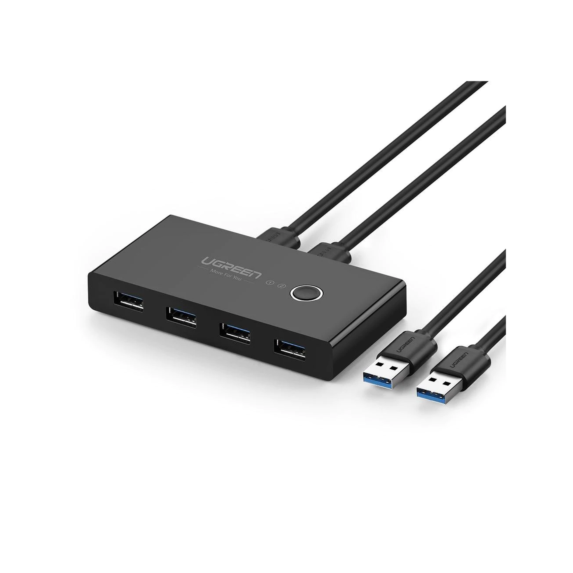 Conmutador USB 3.0 4 Puertos 2 PC Botón Incluye 2 Cables 1.5m ABS Compartir Periféricos USB