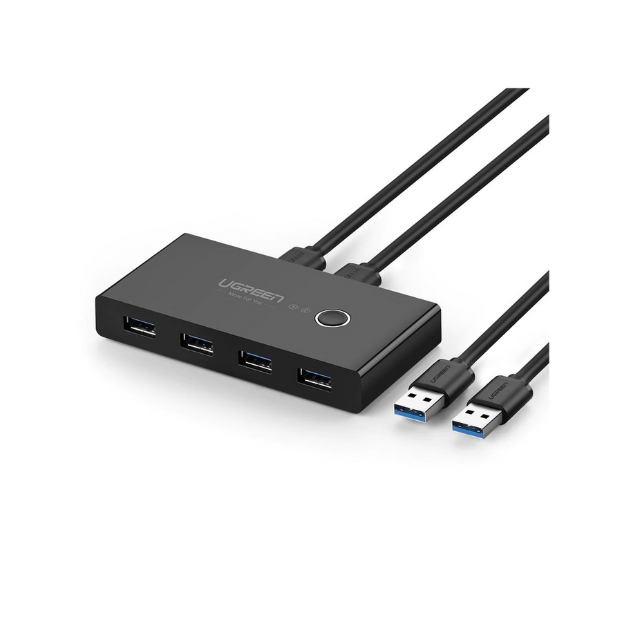 Conmutador USB 3.0 4 Puertos 2 PC Botón Incluye 2 Cables 1.5m ABS Compartir Periféricos USB