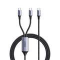 Cable USB C a Y USB C USB C 1.5m Carga Rápida 100W PD3.0 QC4.0 FPC AFC Protección Aluminio Nylon Negro