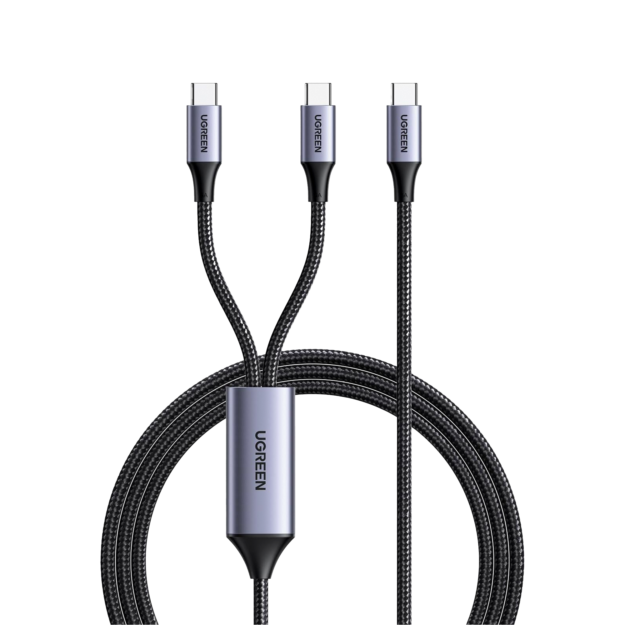 Cable USB C a Y USB C USB C 1.5m Carga Rápida 100W PD3.0 QC4.0 FPC AFC Protección Aluminio Nylon Negro