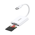Lector Tarjetas USB C 3.1 Micro SD SD 5Gbps 170MBs OTG Hasta 2TB Hot Swap 2 Tarjetas Windows Mac Linux Blanco