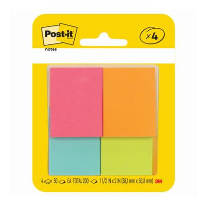 Mini Notas 3M Post-It Neon 34.9Mmx47.6Mm 1 Block C/200 Hjs