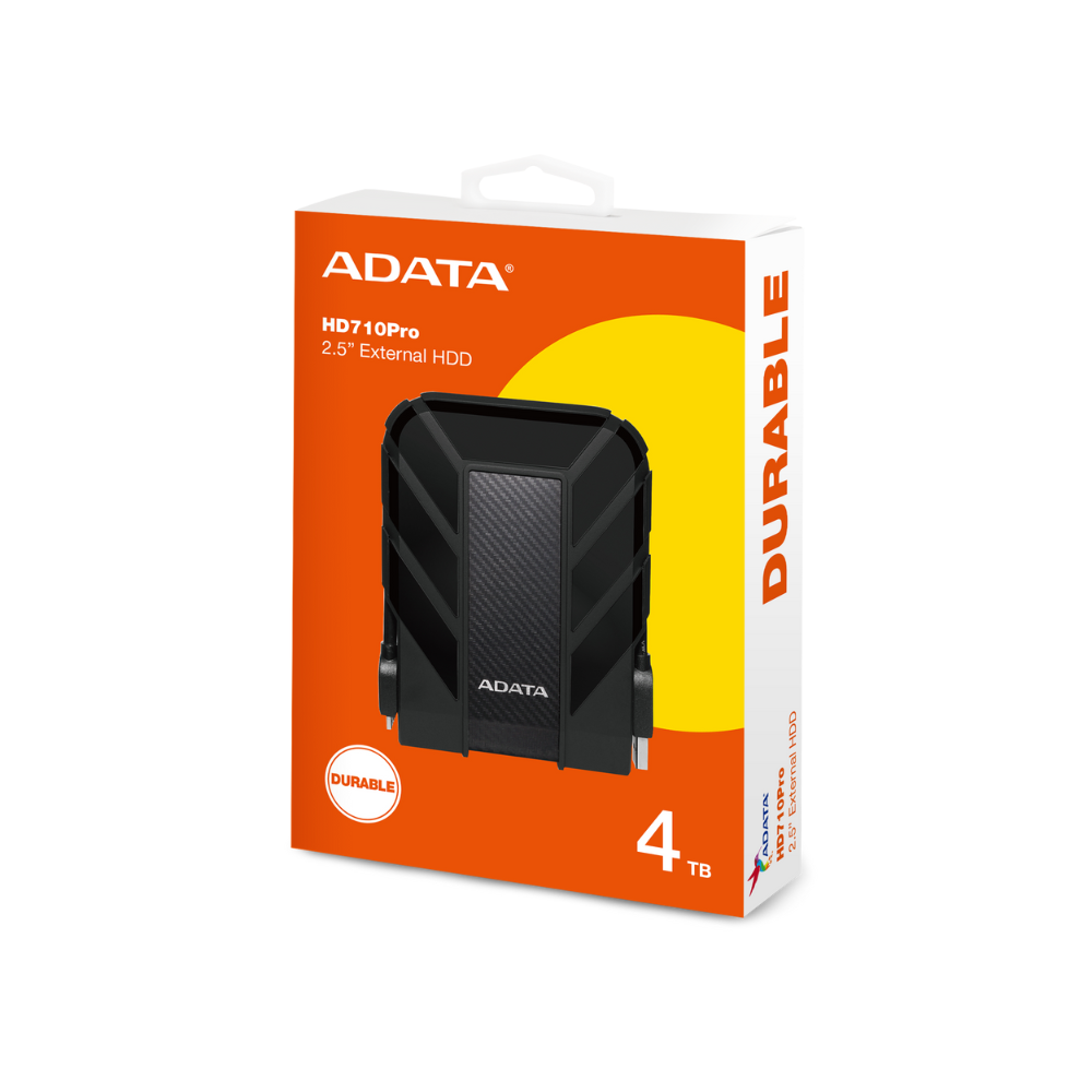 Disco duro externo Adata 4TB, 2.5", USB 3.1, contra agua y golpes, color negro, AHD710P.