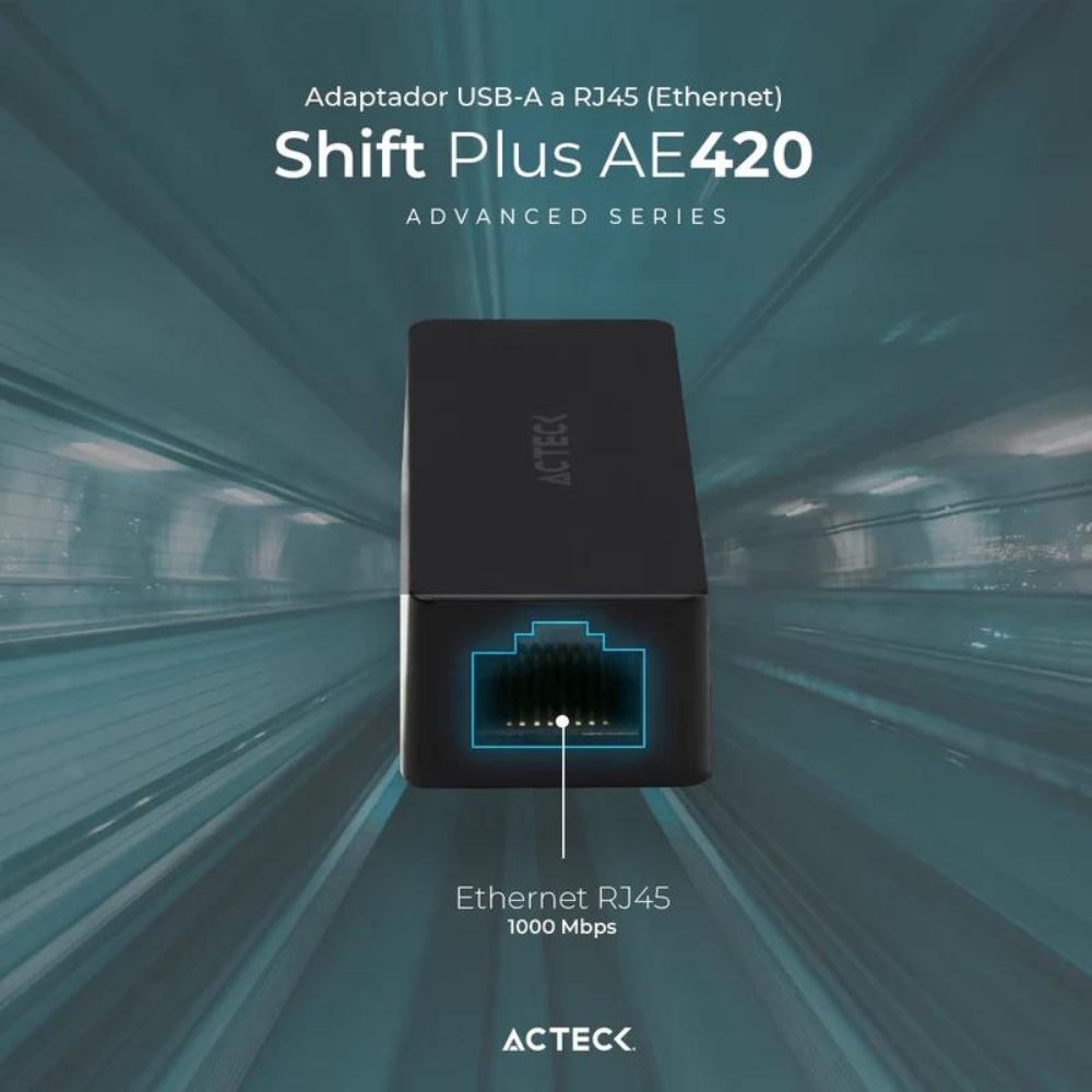 Adaptador Acteck USB-A a RJ45 Shift Plus AE420 Macho-Hembra (AC-934732)