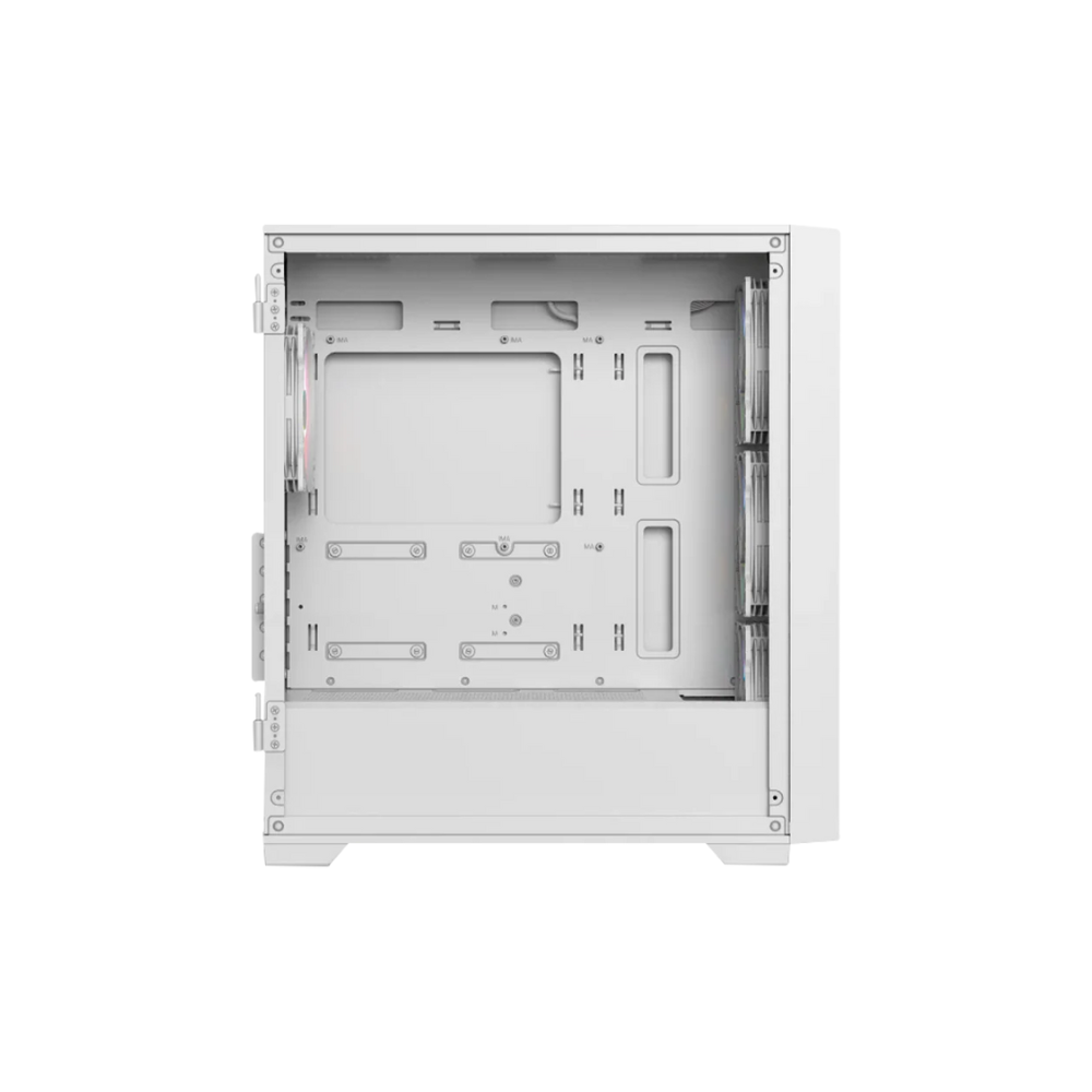 Gabinete Balam Rush Twin Mate 6000B Media Torre Blanco Cristal 4 Ventiladores ARGB Mini ATX / Micro ATX Sin Fuente Panel Frontal Intercambiable Cristal / Malla