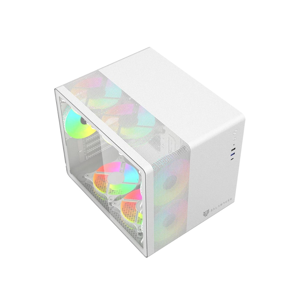 Gabinete Gamer GI930 Mini Torre Panel Izquierdo De Cristal Blanco — Modelo BR-936040