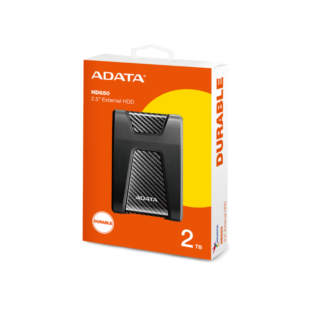 Disco duro externo Adata 2TB, 2.5", USB 3.0, AHD650, negro.